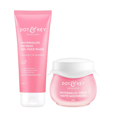 Dot & Key Watermelon SuperGlow Cleanser & Moisturizer Combo | Face Wash 100ml & Moisturizer 60ml | For Normal, Combination & Oily Skin | For Women & Men